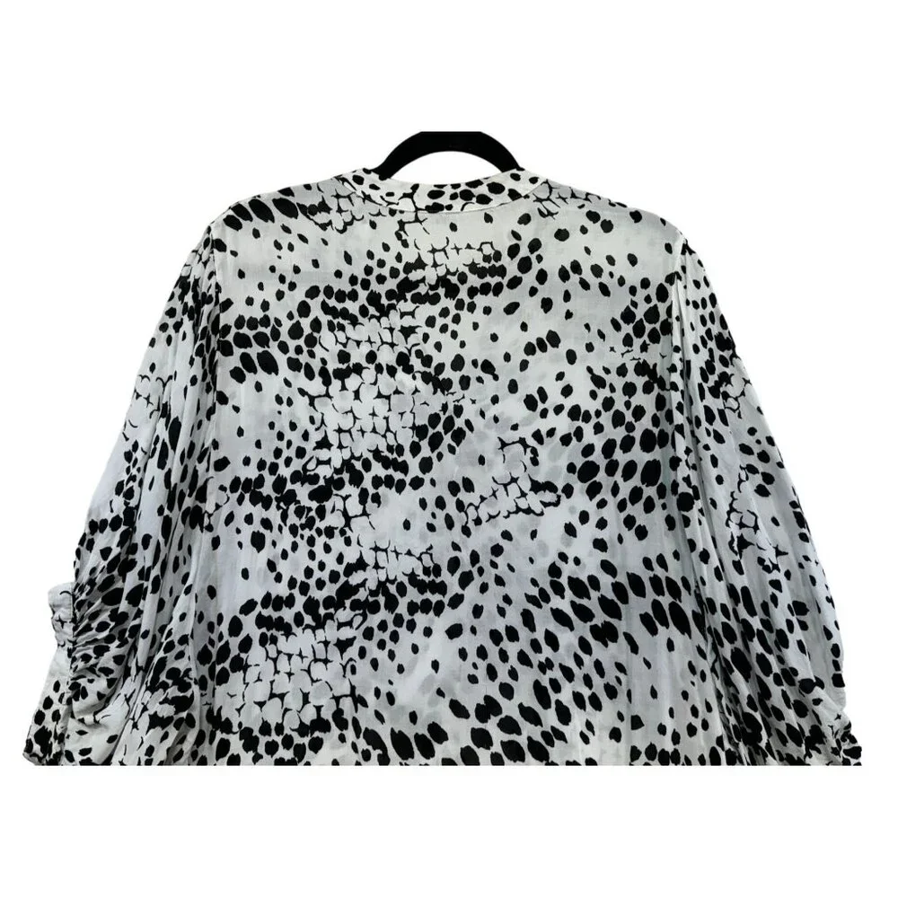 Express Womens Polka Dot Blouse Size M  Black & White - Picture 10 of 11